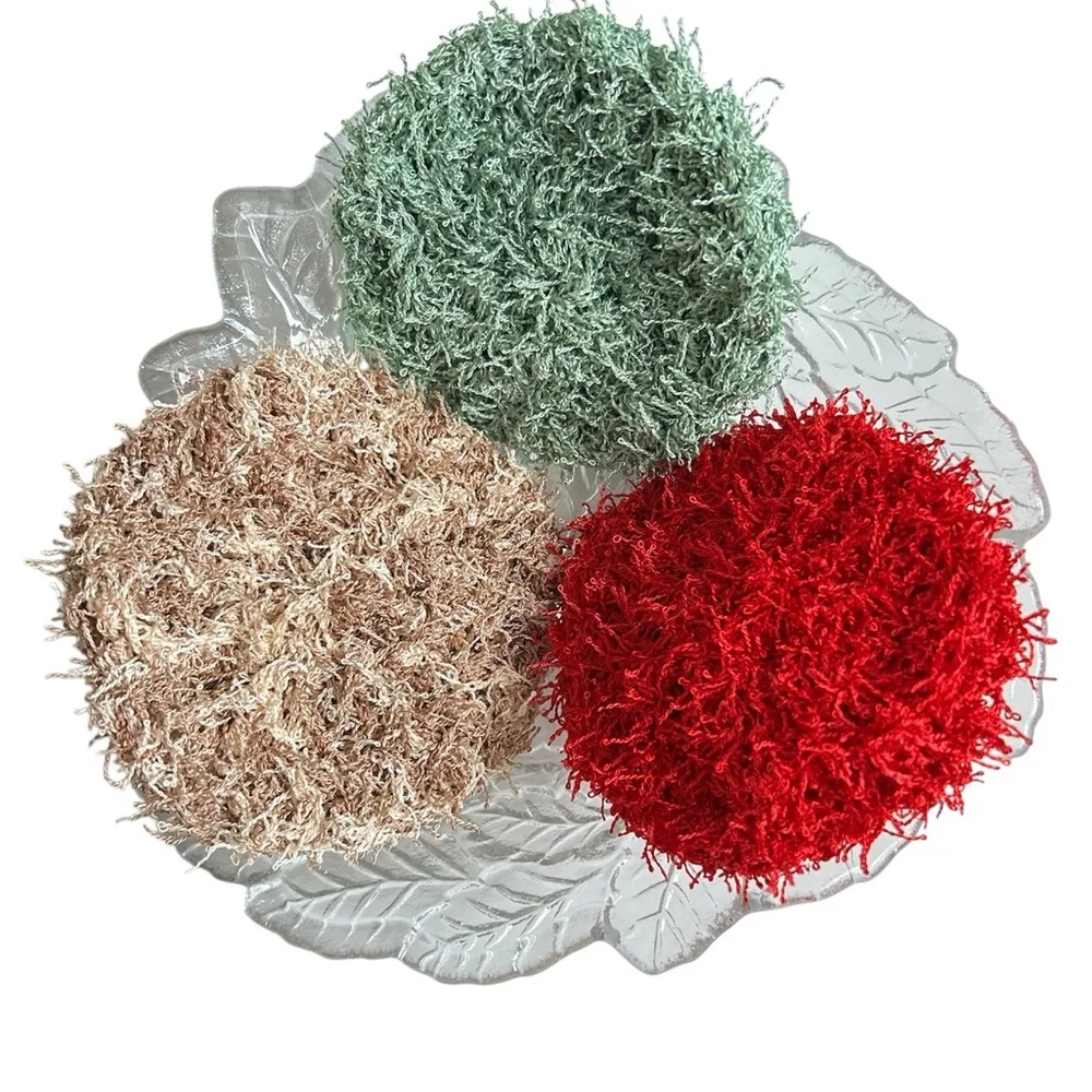 Hand Crafted Red,Tea and Almond Kitchen Dish Scrubbing Pads Reusable Polyester